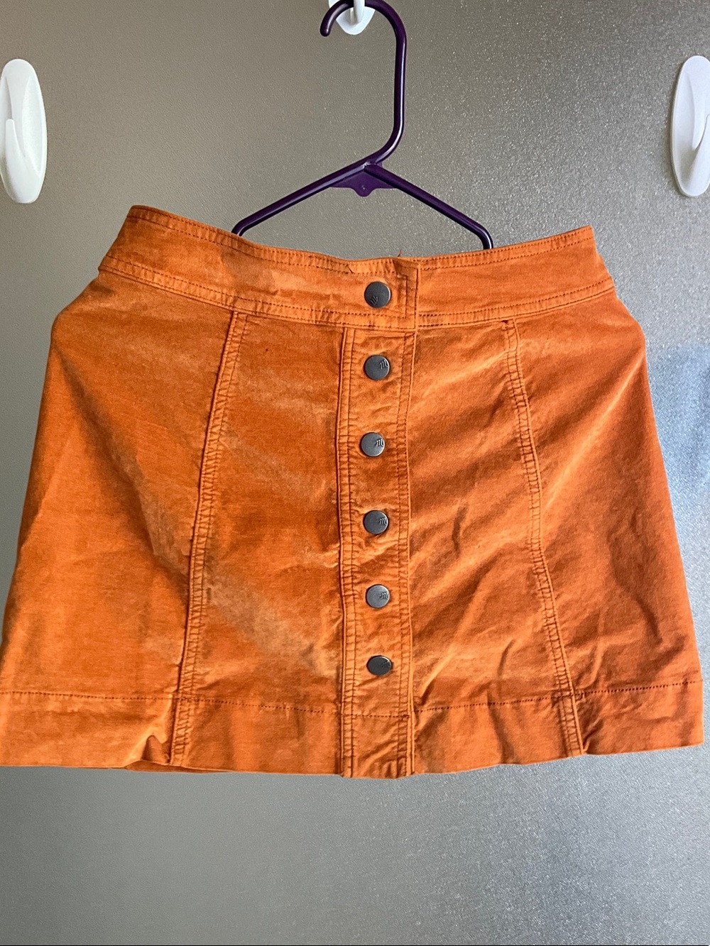 Madewell Rust Orange Button-Front Mini Skirt